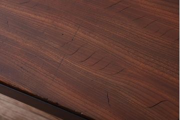 アンティーク家具　アンティーク　天板欅古材一枚板の鉄脚ダイニングテーブル(作業台)
