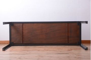 アンティーク家具　アンティーク　天板欅古材一枚板の鉄脚ダイニングテーブル(作業台)