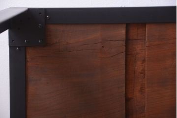 アンティーク家具　アンティーク　天板欅古材一枚板の鉄脚ダイニングテーブル(作業台)