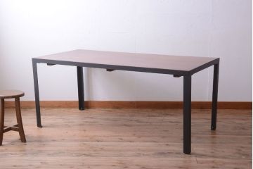 アンティーク家具　アンティーク　天板欅古材の鉄脚ダイニングテーブル(作業台)