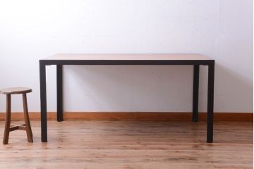 アンティーク家具　アンティーク　天板欅古材の鉄脚ダイニングテーブル(作業台)(2)