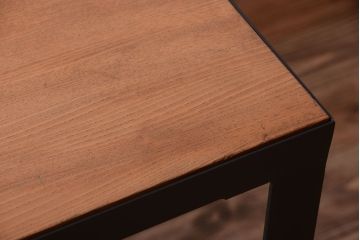 アンティーク家具　アンティーク　天板欅古材の鉄脚ダイニングテーブル(作業台)(2)