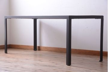 アンティーク家具　アンティーク　天板欅古材一枚板の鉄脚ダイニングテーブル(作業台)(2)