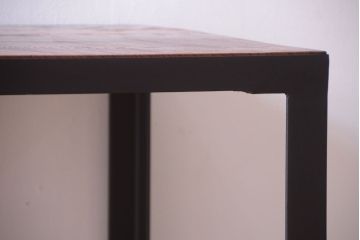 アンティーク家具　アンティーク　天板欅古材一枚板の鉄脚ダイニングテーブル(作業台)(2)