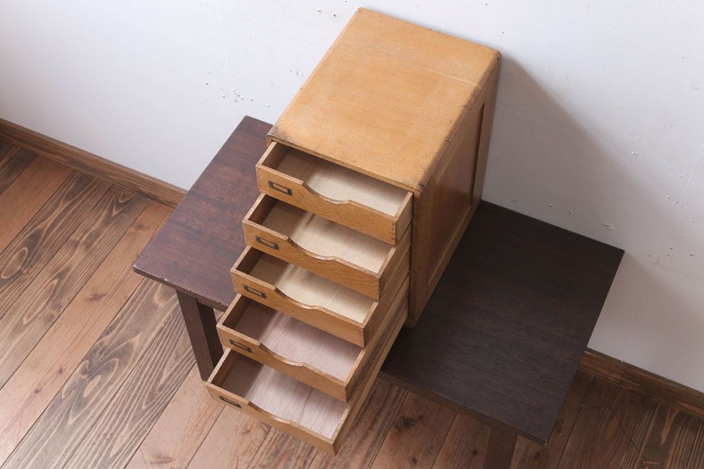 レトロ家具　昭和レトロ　ネームプレート付き!アンティーク両面小引き出し