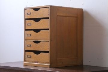 レトロ家具　昭和レトロ　ネームプレート付き!アンティーク両面小引き出し