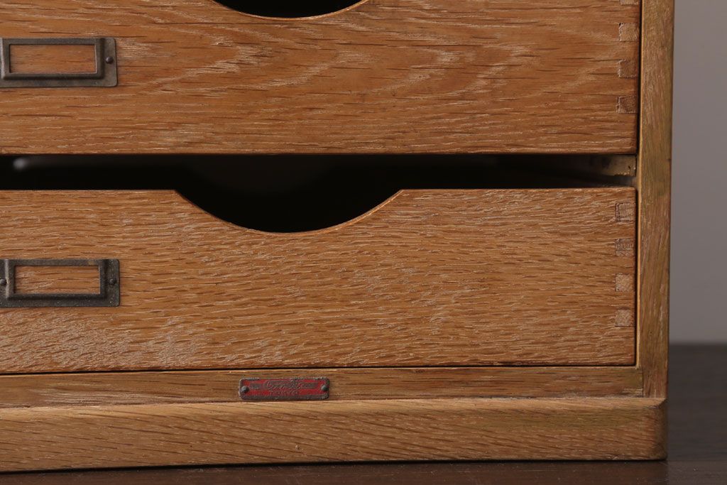 レトロ家具　昭和レトロ　ネームプレート付き!アンティーク両面小引き出し