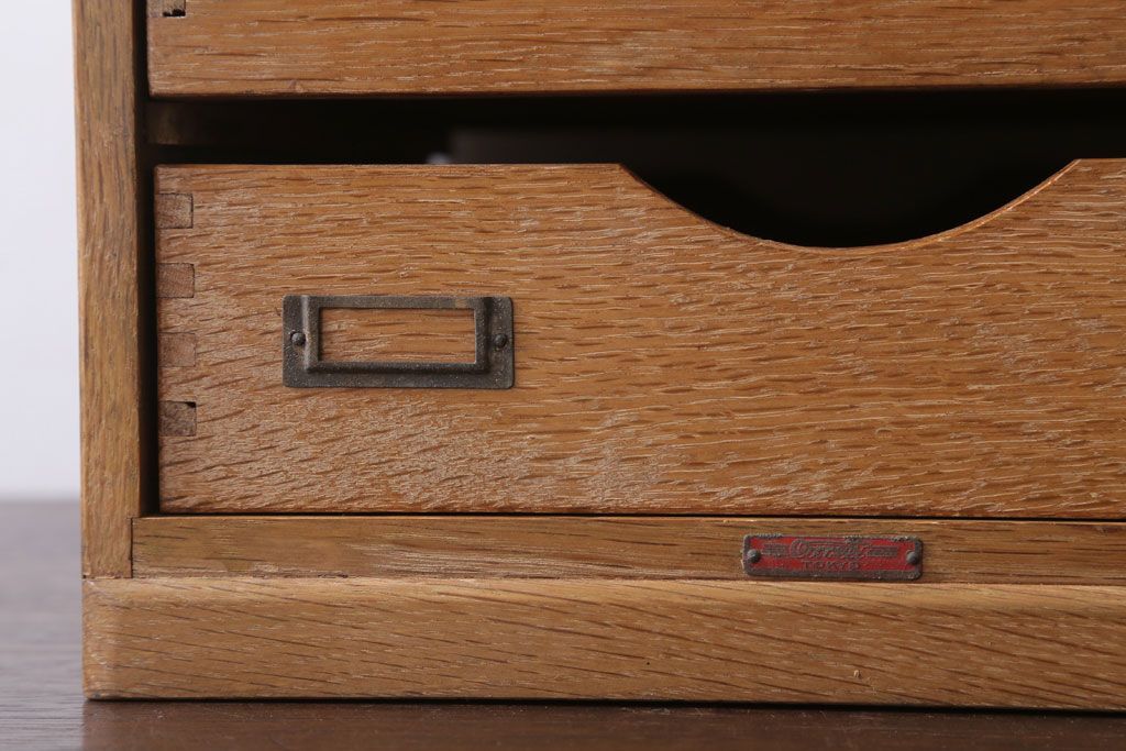 レトロ家具　昭和レトロ　ネームプレート付き!アンティーク両面小引き出し
