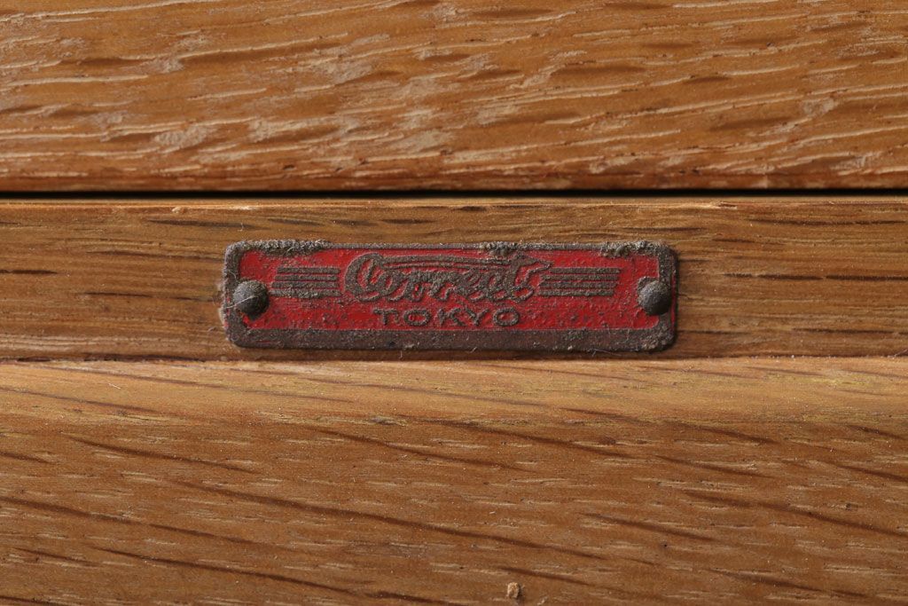 レトロ家具　昭和レトロ　ネームプレート付き!アンティーク両面小引き出し