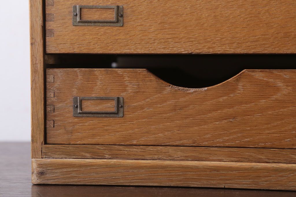 レトロ家具　昭和レトロ　ネームプレート付き!アンティーク両面小引き出し