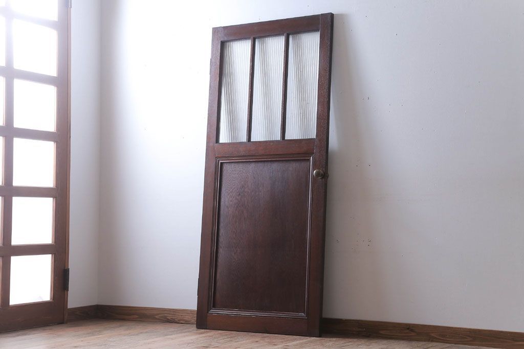 和製アンティーク　モールガラス入り!上質なドア