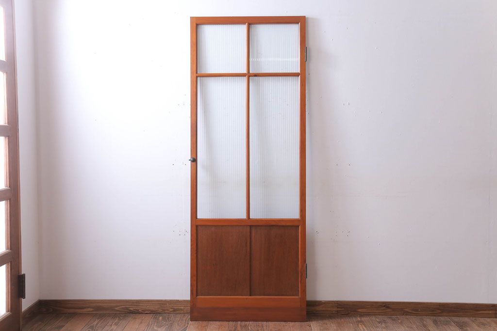 昭和レトロ　モールガラス入り!古い木のドア(1)