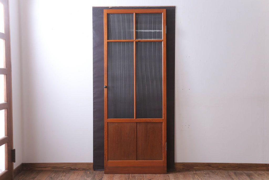 昭和レトロ　モールガラス入り!古い木のドア(1)