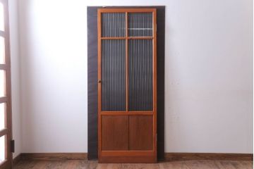 昭和レトロ　モールガラス入り!古い木のドア(1)