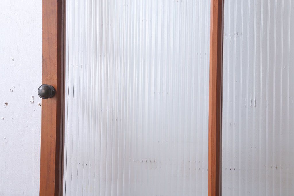 昭和レトロ　モールガラス入り!古い木のドア(1)