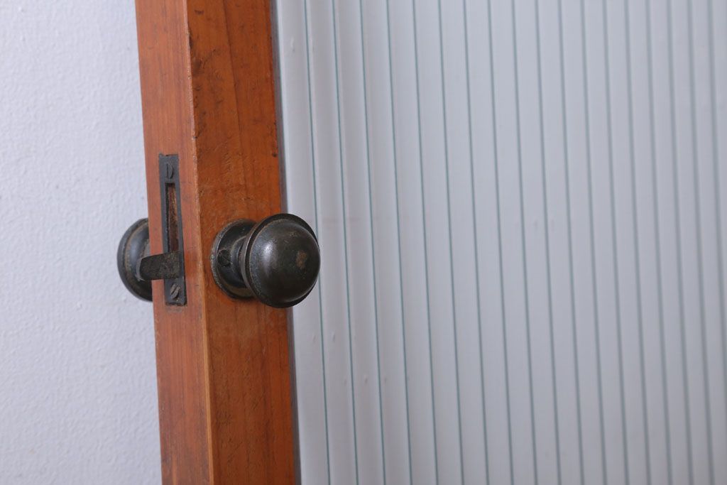 昭和レトロ　モールガラス入り!古い木のドア(1)