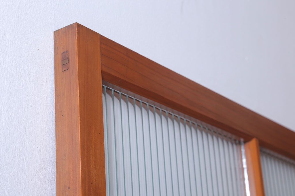 昭和レトロ　モールガラス入り!古い木のドア(1)