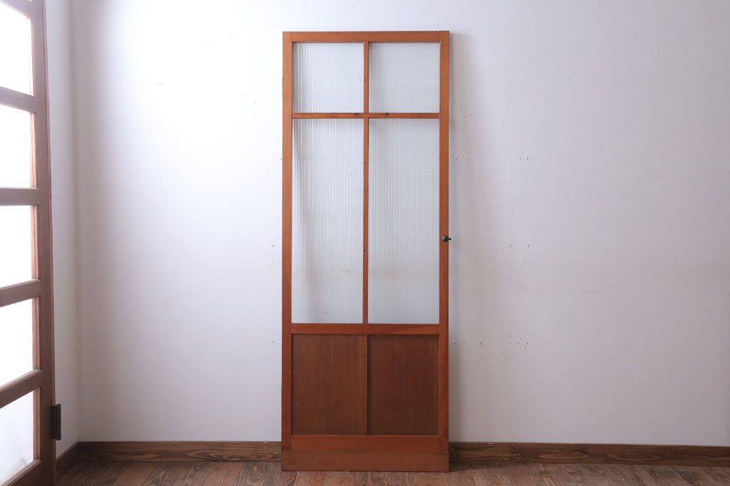 昭和レトロ　モールガラス入り!古い木のドア(1)