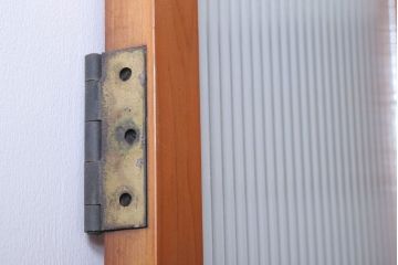 昭和レトロ　モールガラス入り!古い木のドア(1)