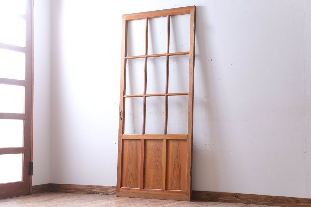  昭和レトロ　クリアガラス入り!古い木のドア