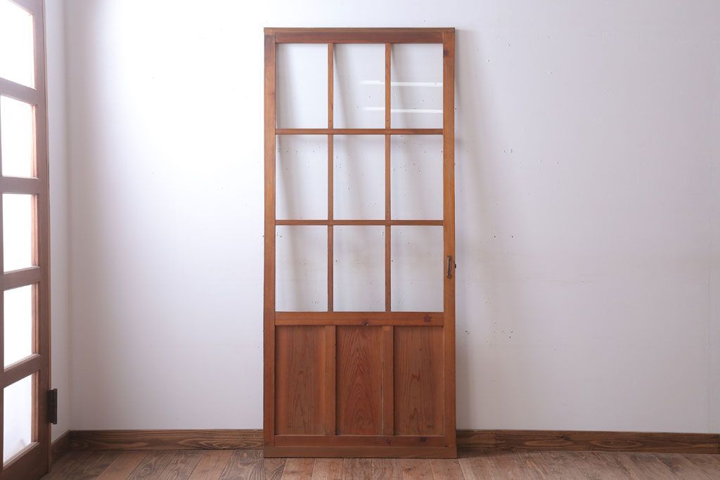  昭和レトロ　クリアガラス入り!古い木のドア