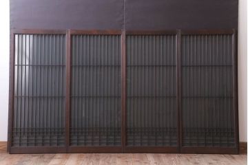 アンティーク　すりガラス入り!書院ガラス戸4枚セット(窓)