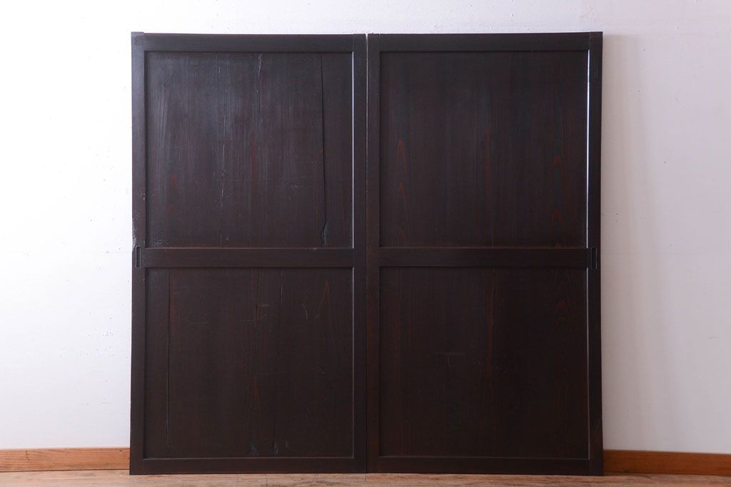 【I様ご成約済み・ご決済用】古民具・骨董　明治期　古い木味のアンティーク帯戸2枚セット(3)