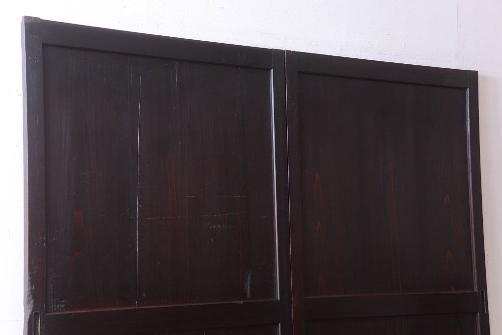 【I様ご成約済み・ご決済用】古民具・骨董　明治期　古い木味のアンティーク帯戸2枚セット(3)