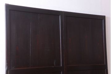 【I様ご成約済み・ご決済用】古民具・骨董　明治期　古い木味のアンティーク帯戸2枚セット(3)