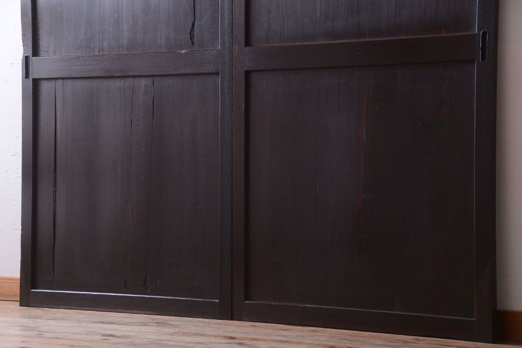 【I様ご成約済み・ご決済用】古民具・骨董　明治期　古い木味のアンティーク帯戸2枚セット(3)