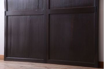 【I様ご成約済み・ご決済用】古民具・骨董　明治期　古い木味のアンティーク帯戸2枚セット(3)