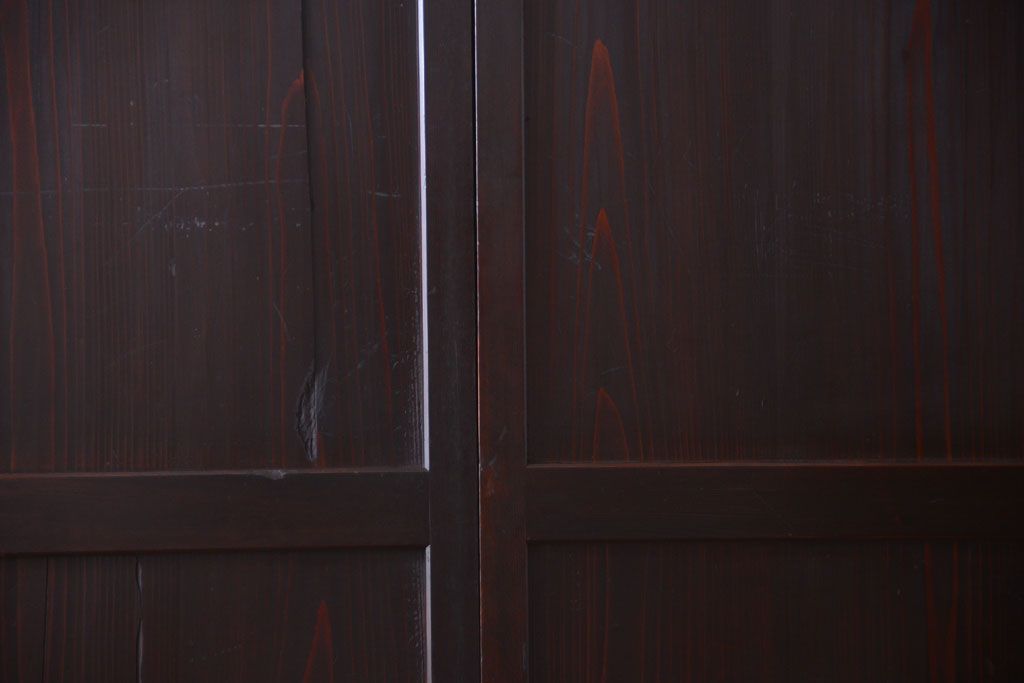 【I様ご成約済み・ご決済用】古民具・骨董　明治期　古い木味のアンティーク帯戸2枚セット(3)