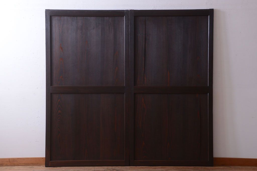 【I様ご成約済み・ご決済用】古民具・骨董　明治期　古い木味のアンティーク帯戸2枚セット(3)