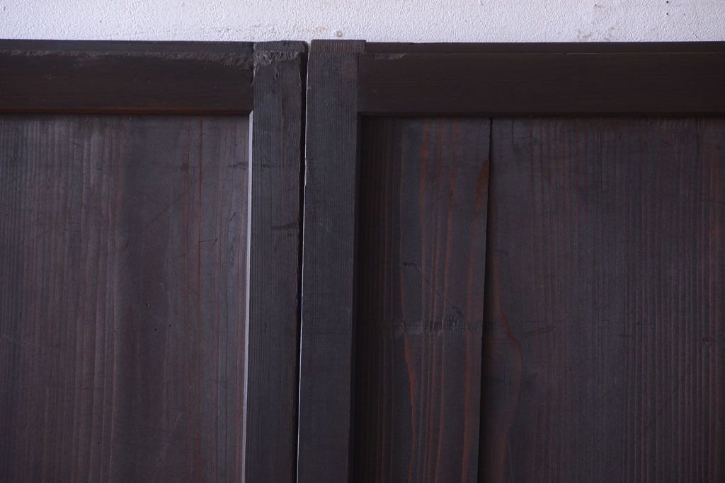 【I様ご成約済み・ご決済用】古民具・骨董　明治期　古い木味のアンティーク帯戸2枚セット(3)