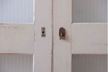 アンティークペイント　モールガラス戸2枚セット