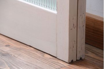 アンティークペイント　モールガラス戸2枚セット