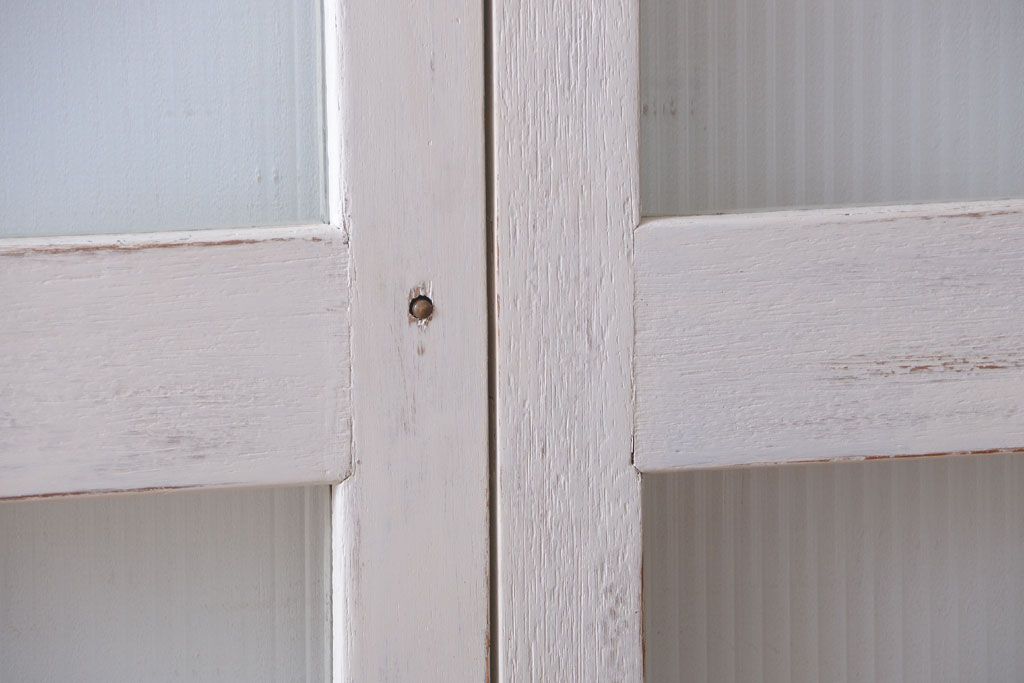 アンティークペイント　モールガラス戸2枚セット