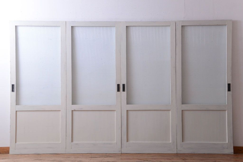 アンティークペイント　モールガラス戸4枚セット(2)