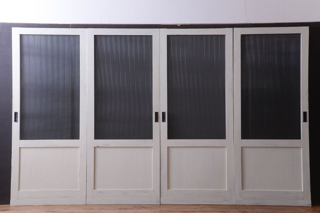 アンティークペイント　モールガラス戸4枚セット(2)