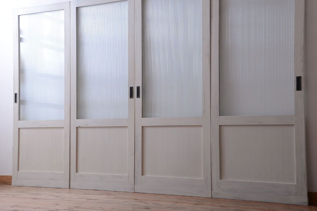 アンティークペイント　モールガラス戸4枚セット(2)