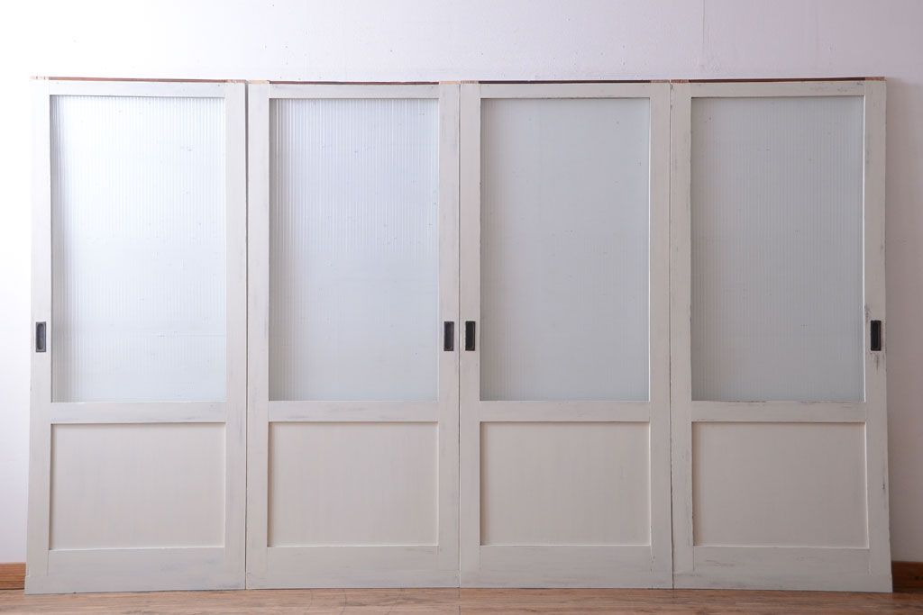 アンティークペイント　モールガラス戸4枚セット(2)