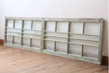 アンティークペイント　レトロでかわいいガラス戸2枚セット(窓)(1)