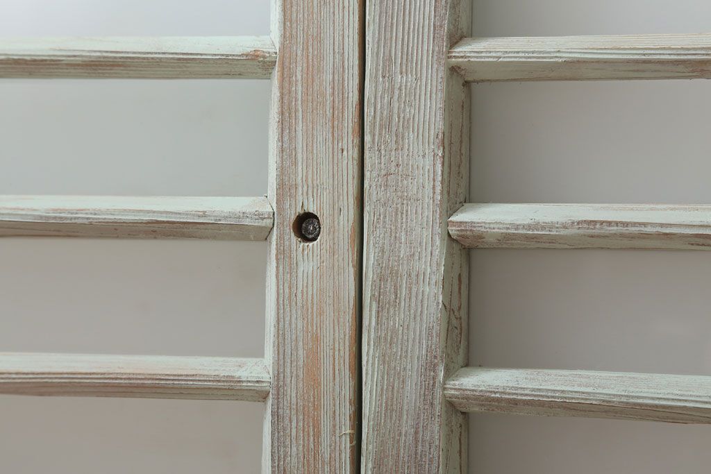 アンティークペイント　レトロでかわいいガラス戸2枚セット(窓)(1)