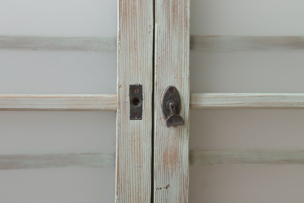 アンティークペイント　レトロでかわいいガラス戸2枚セット(窓)(1)