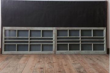 アンティークペイント　レトロでかわいいガラス戸2枚セット(窓)(2)