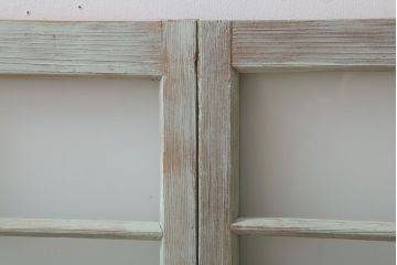 アンティークペイント　レトロでかわいいガラス戸2枚セット(窓)(2)