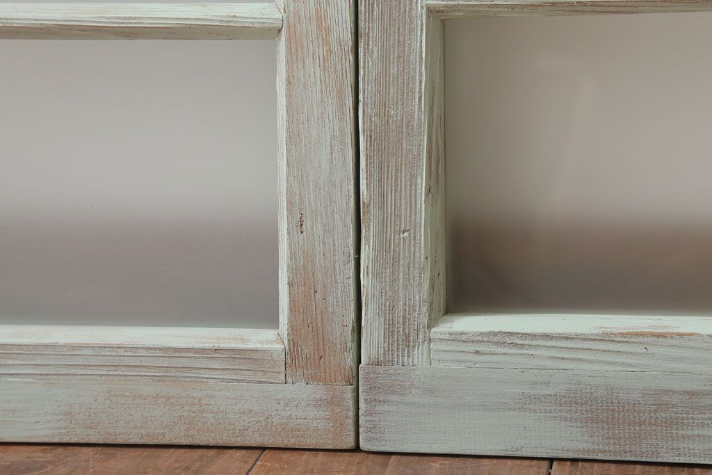 アンティークペイント　レトロでかわいいガラス戸2枚セット(窓)(2)