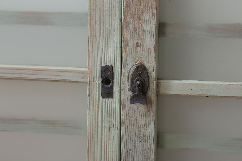 アンティークペイント　レトロでかわいいガラス戸2枚セット(窓)(2)