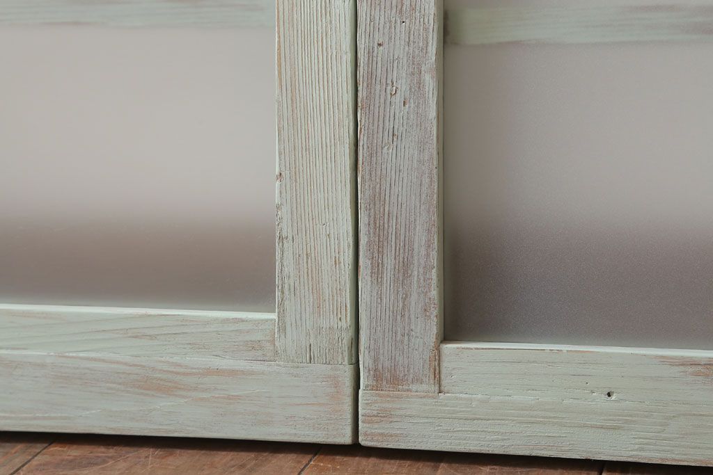 アンティークペイント　レトロでかわいいガラス戸2枚セット(窓)(2)