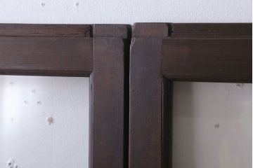 昭和レトロ　すり・結霜・クリアガラスの引き戸2枚セット(窓)(2)